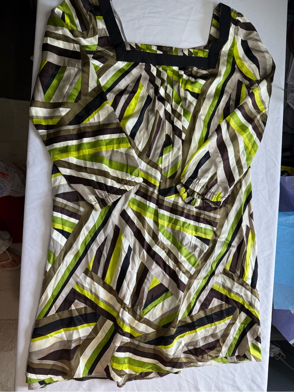 Vintage Oleg Cassini Silk Shift Dress Size 6 Abstract Geometric 80s 90s Designer